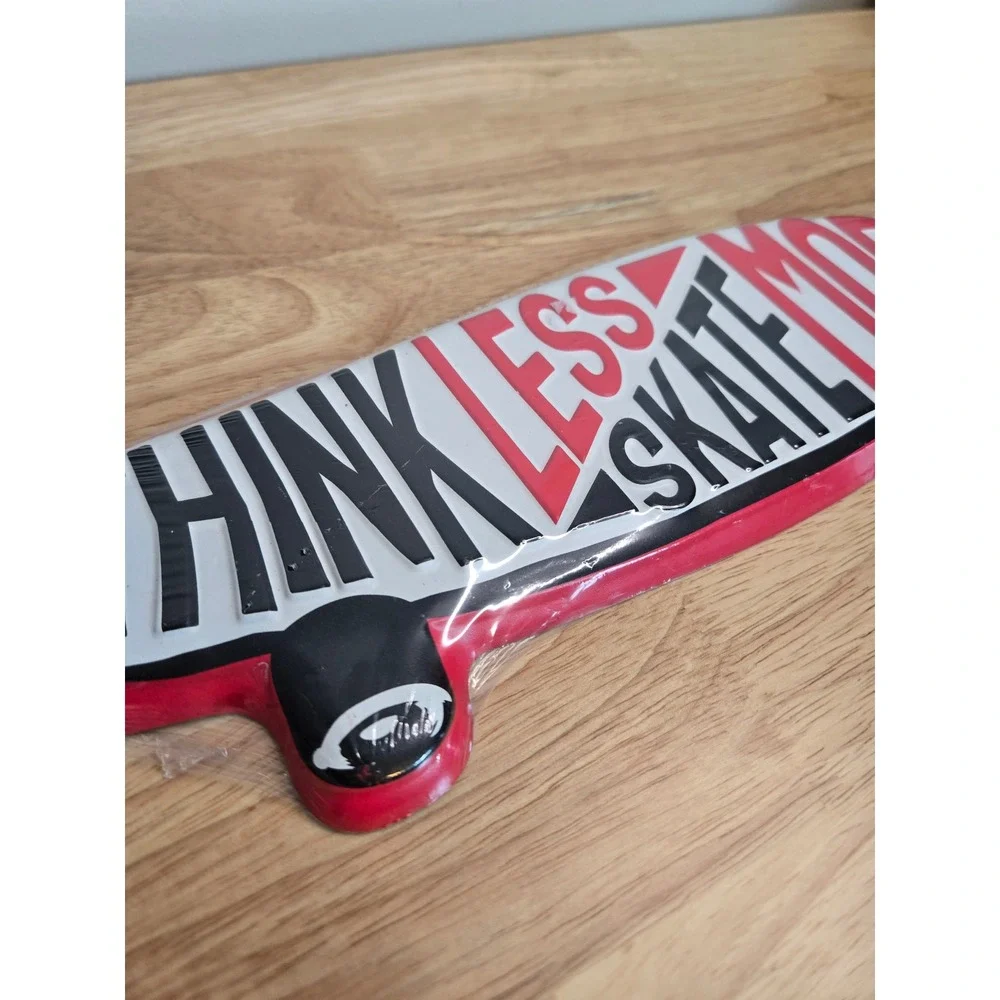 Open Road Brands Think Less Skate More Metal Skateboard Wall Sign Red Black